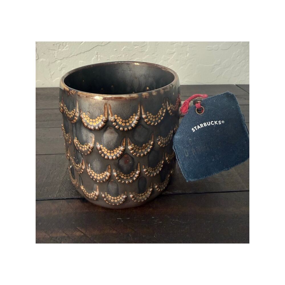 Starbucks 2015 Anniversary Collection Golden Scales Coffee Mug NEW
